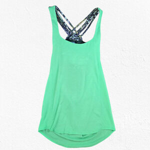Lululemon Lime Green Wild Tank Green Strappy Open Back Active Tank Top Size 4